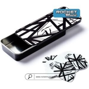 JIM DUNLOP EVHPT03 BLACK/WHITE STRIPES GUITAR PICK TIN MAX-GRIP PICKS